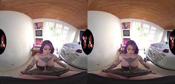  VRLatina.com - Tattooed Purple Haired Chick in VR